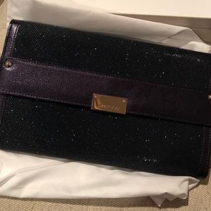 Jimmy Choo Black and Dark Green Glitter Clutch